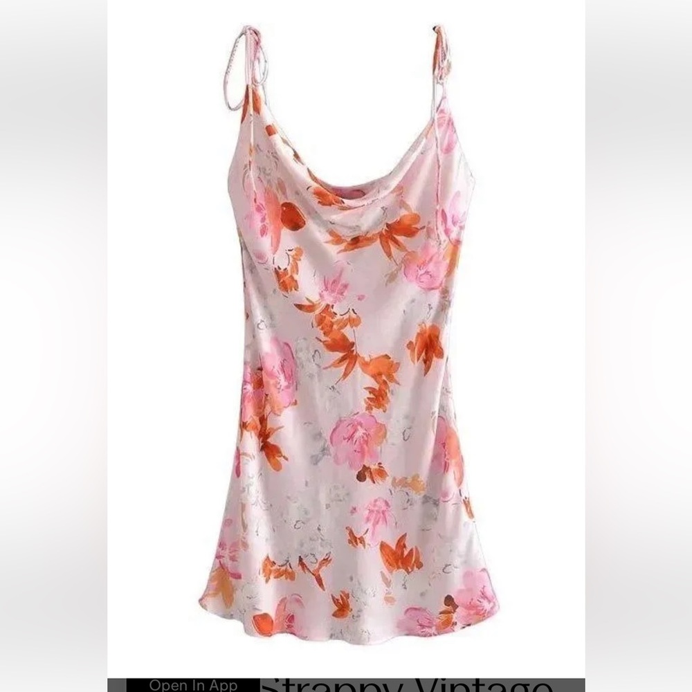 Zara Pink and Orange Floral Mini Dress